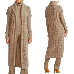 Ralph Lauren Purple Label 100% Cashmere Cardigan Shawl Collar Sweater Midi Dress